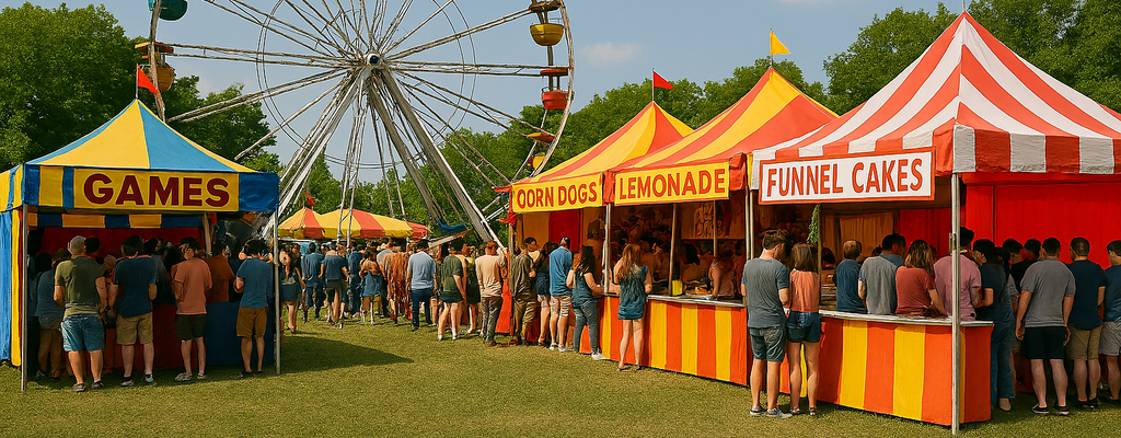 Festival with rides and booths