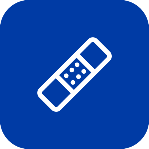 White Band aid icon on blue background
