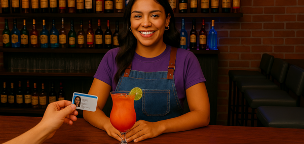Bartender checking ID