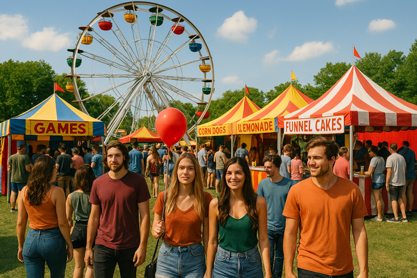 Festival rides and food vendors 