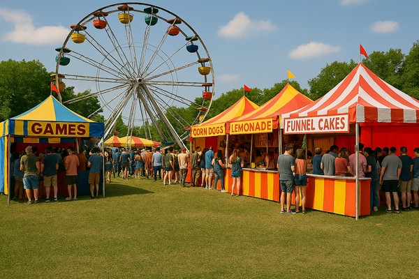 Festival with rides and booths