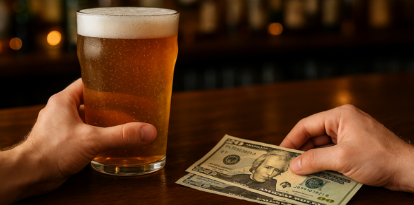 Someone buying a beer