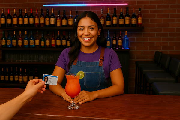 Bartender checking ID