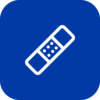 White Band aid icon on blue background